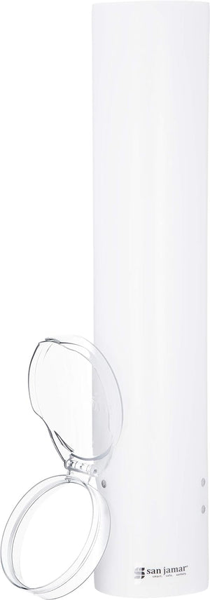 San Jamar - White Adjustable Plastic Cone Water Cup Dispenser with Hinged Flip-Cap - SJ4160WH