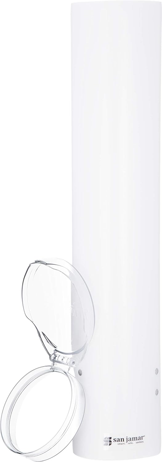San Jamar - White Adjustable Plastic Cone Water Cup Dispenser with Hinged Flip-Cap - SJ4160WH