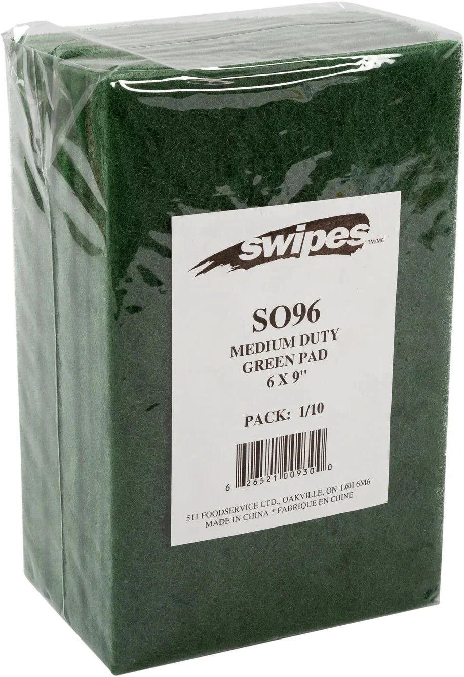 Swipes - 6" X 9" Green Medium Duty Scouring Pad, 10/Pk - SO96