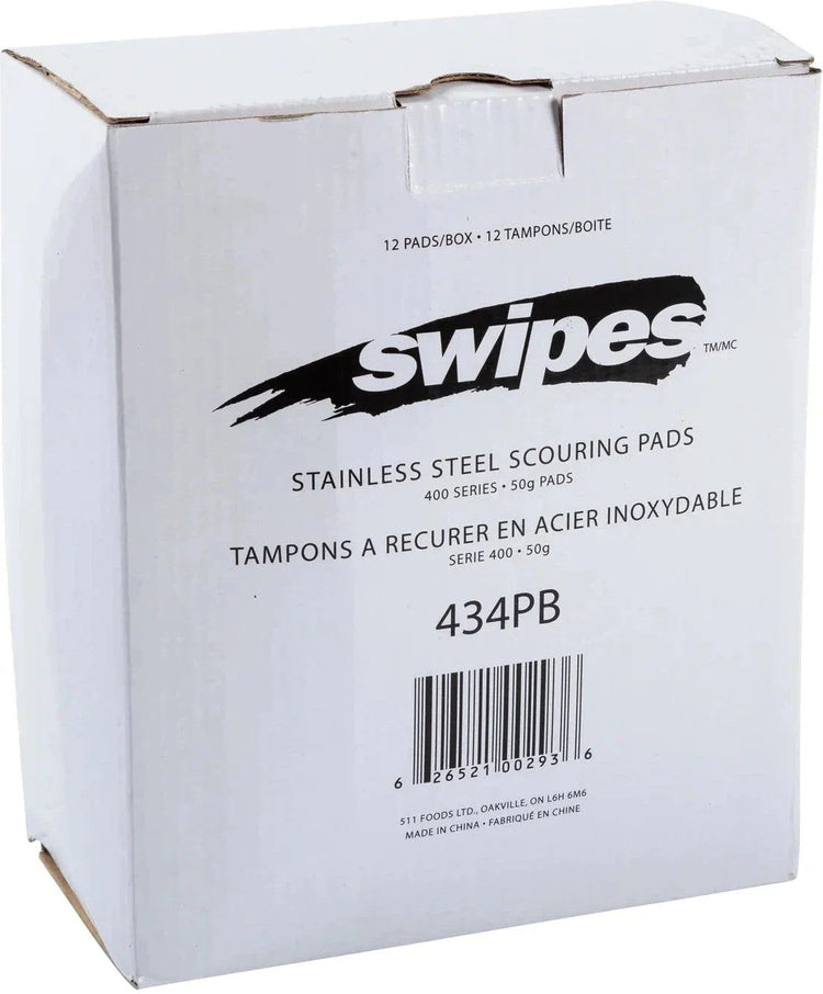 Swipes - Large Stainless Steel Scouring Pads, 12/Pk - 434PB