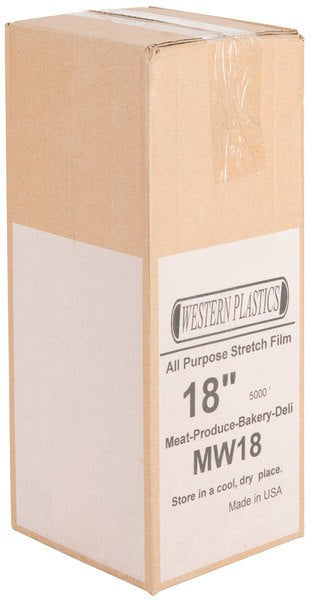 Western Plastics - 18" X 5000 ft PVC Meat Wrapping Film Roll, 1rl/cs - MW18