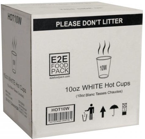 YesEco - 10 Oz White Paper Coffee Hot Cup, 1000/Cs - HOT10W