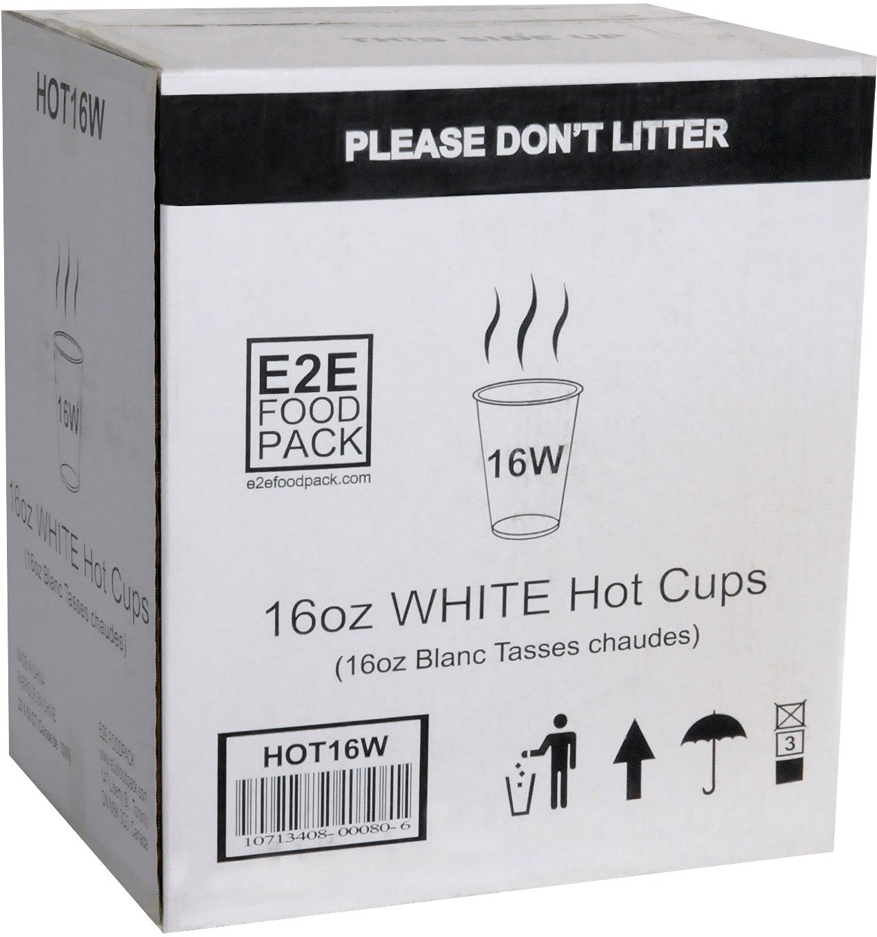 YesEco - 16 Oz White Paper Coffee Hot Cup, 1000/Cs - HOT16W