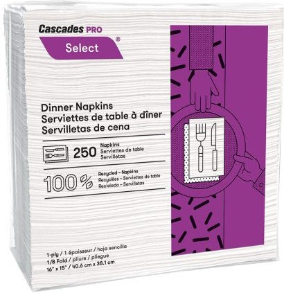 Cascades Tissue Group - Select 1 ply Dinner Napkins, 3000/cs - N050