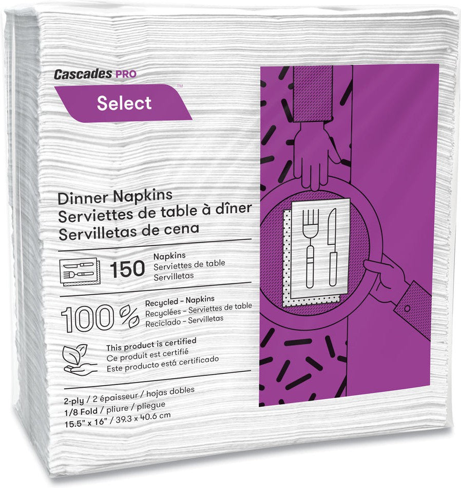 Cascades Tissue Group - 16" x 15.5" Select 2ply Dinner Napkins, 3000/cs - N211