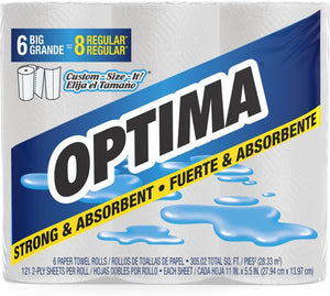 Optima - 140 Sheets Household Retail Paper Towels, 6rl/cs - 75256D1