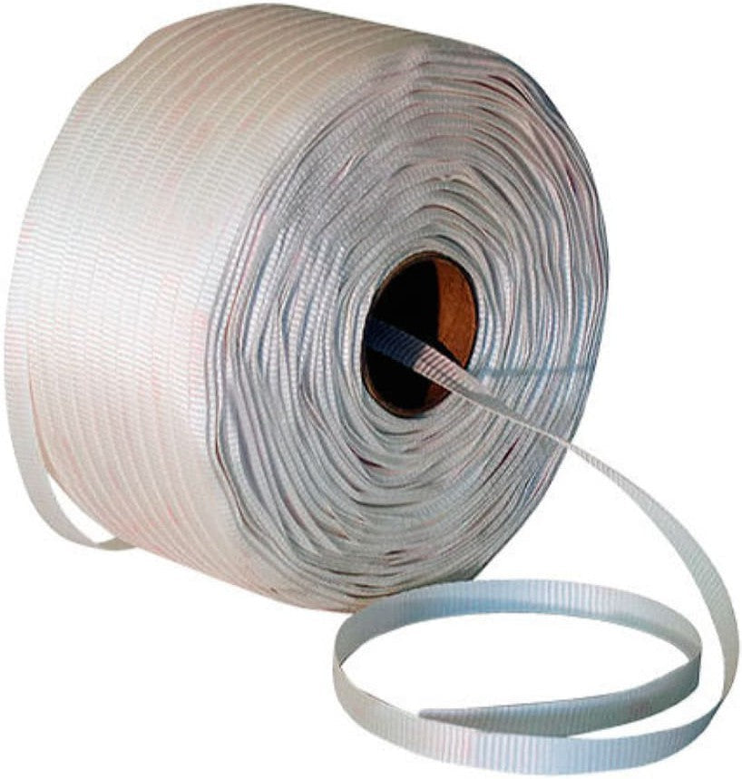 CWP - 1" x 1312' Woven Poly White Industrial Strapping, 1312ft/rl - 95HDPLA