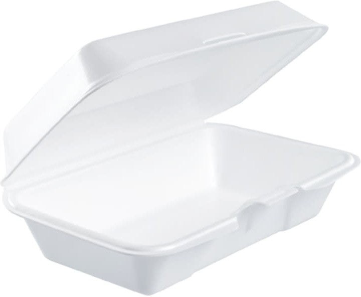 Dart Container - 8.9" x 5.63" x 2.9" Insulated White Foam Hinged Container, 250/Cs - 201HT1