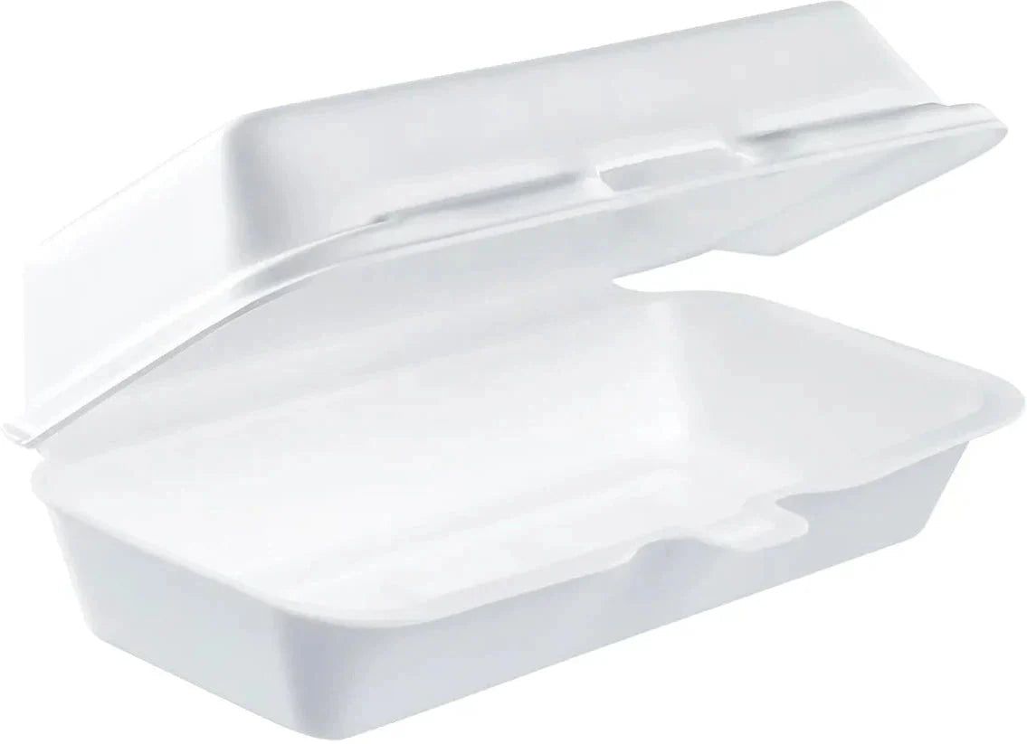 Dart Container - 7.1" x 3.8" x 2.3" White Insulated Hot Dog Foam Hinged Container , 500/Cs - 72HT1