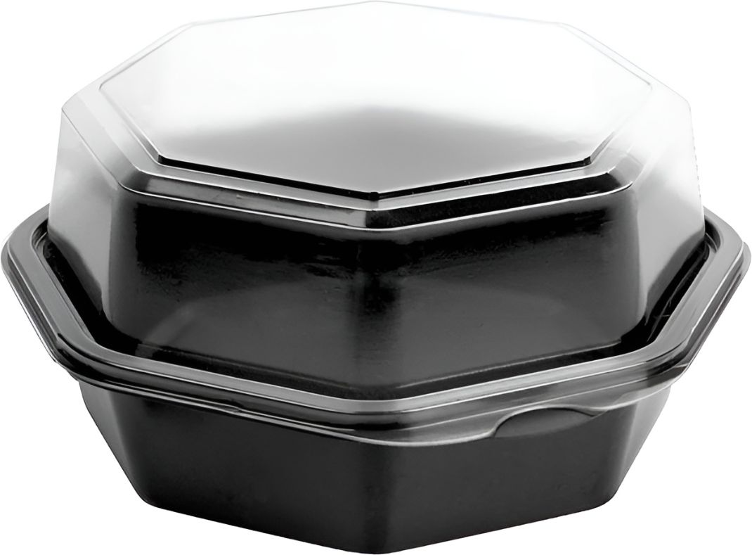 Dart Container - 9" Solo Creative Carry outs Shallow Octagon Plastic Hinged Container , 200/Cs - 864611-PS94