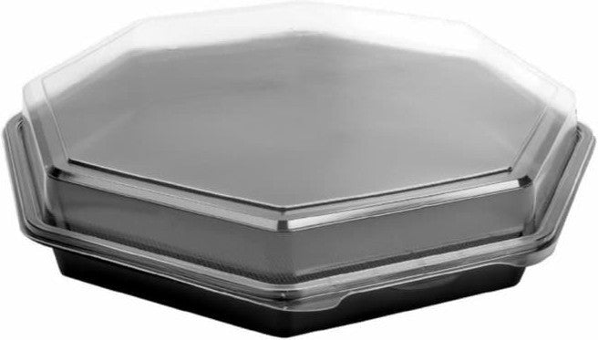 Dart Container - 9" Black/Clear Deep 3 Compartment Plastic Containers, 100/Cs - 864628-PS94