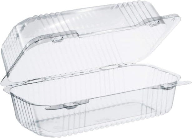Dart Container - 8" x 4" Clear Small OPS Plastic High Dome Hinged Lid Container, 250/Cs - C19UT1