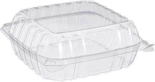 Dart Container - 8.3" x 8.3" x 3" Clear Seal Plastic Hinged Container, 250/Cs - C90PST1