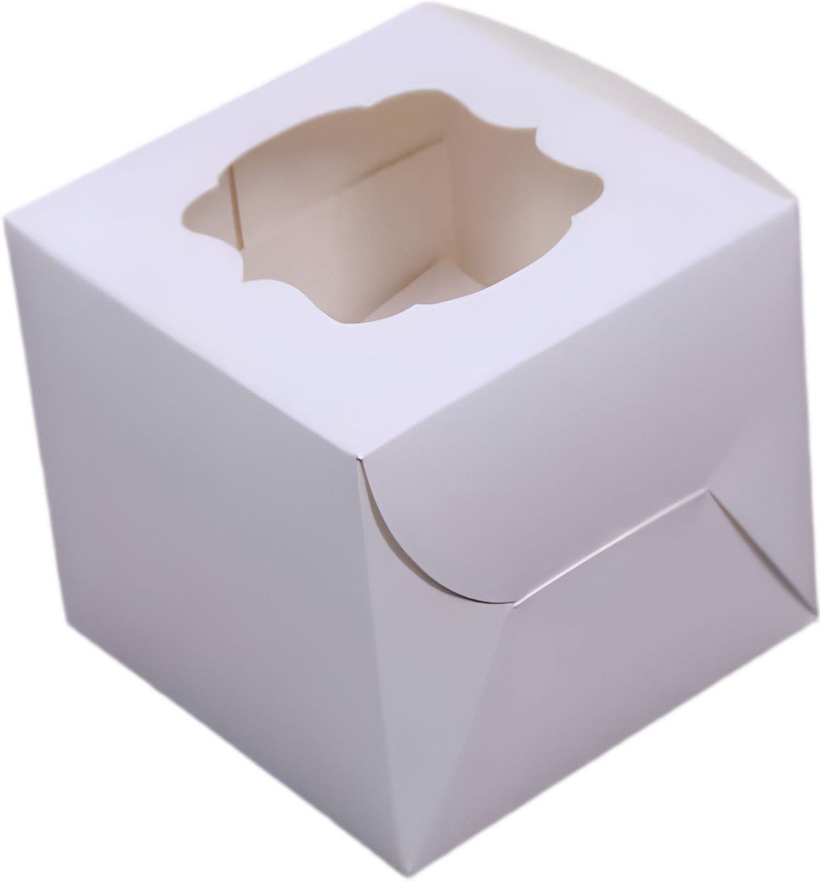 EB Box - 4" x 4" x 4" White 1 Pack Window Cupcake Box, 100/cs - EB5279A