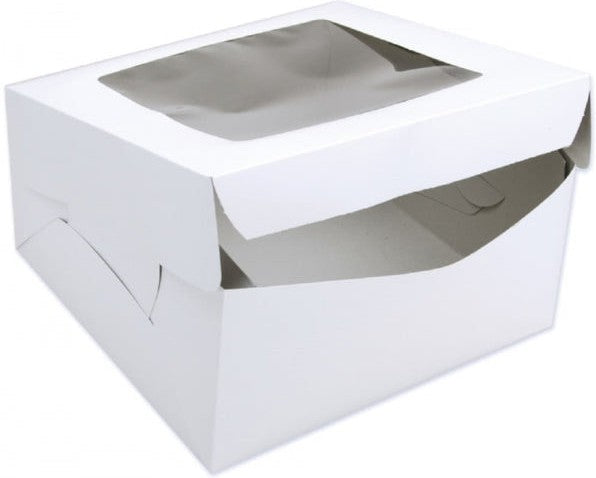 EB Box - 8" x 4 " x 4" White 2 Cupcake Box with Window and 2 Slot Insert, 100/cs - EB5280A