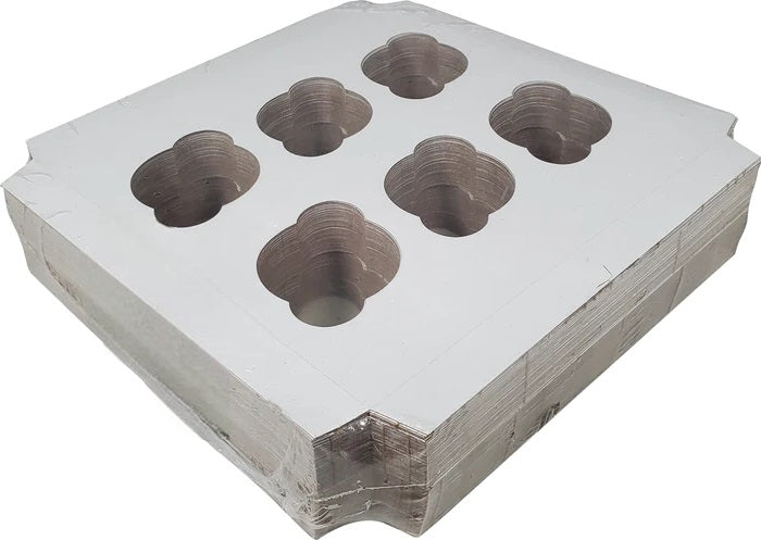 EB Box - 10" x 10" x 4" White 6 Pack Regular Cupcake / Muffin Box, 100/cs - EB5282I