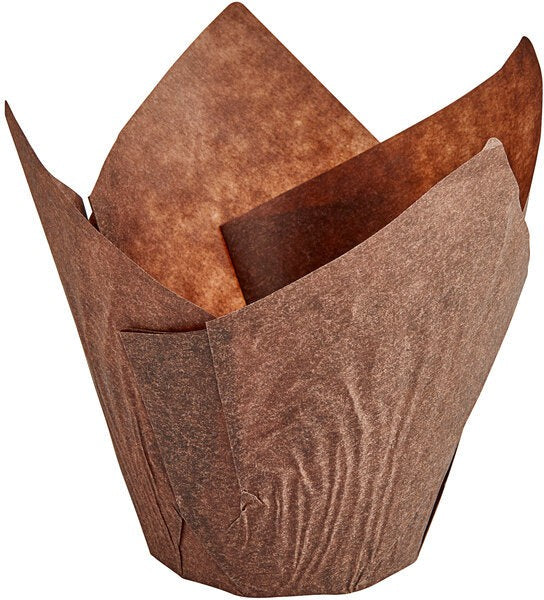 Enjay Converters - 2" x 6.75" x 6.75", Tulip Chocolate Bake Cup, 100 Per Case - BTULIPBROWN170