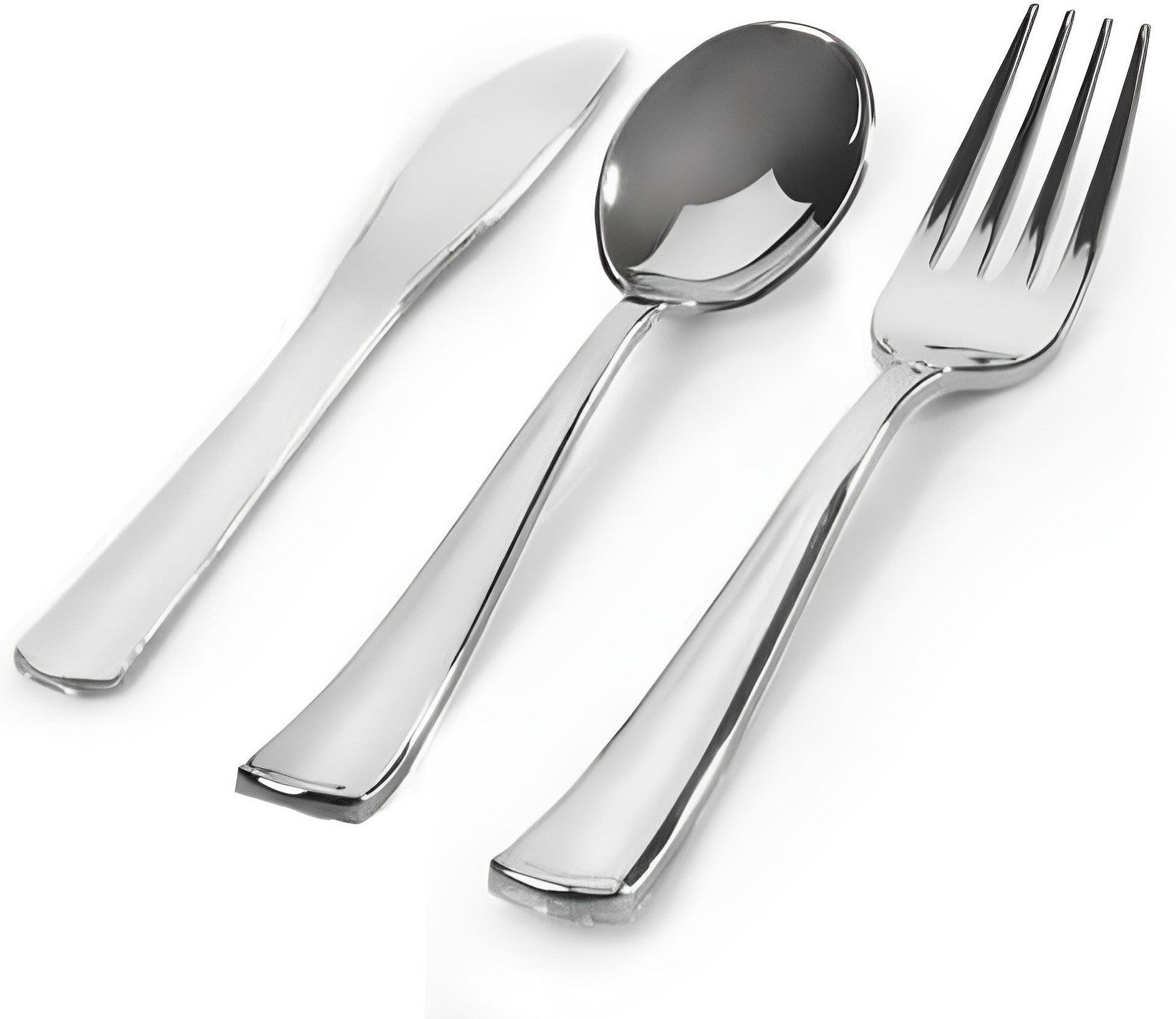 Fineline Settings - Silver Look Plastic Cutlery Combo Bag, 24 Per Pack - 6011