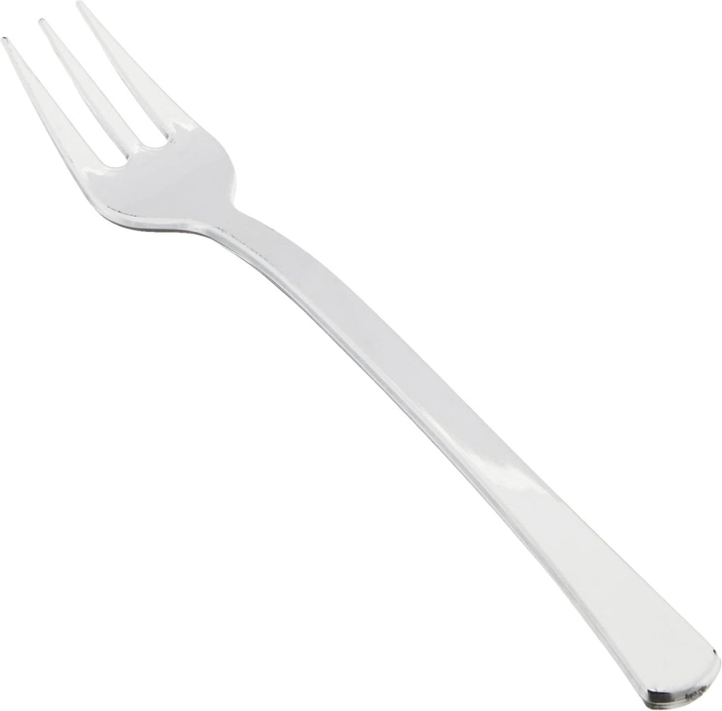 Fineline Settings - 4" Silver Plastic Tiny Tines Forks, 48/pk - 6500-SV