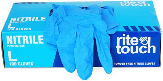 RiteTouch - 4 mil Blue Large Powder-Free Nitrile Gloves, 100/bx - GNP100L
