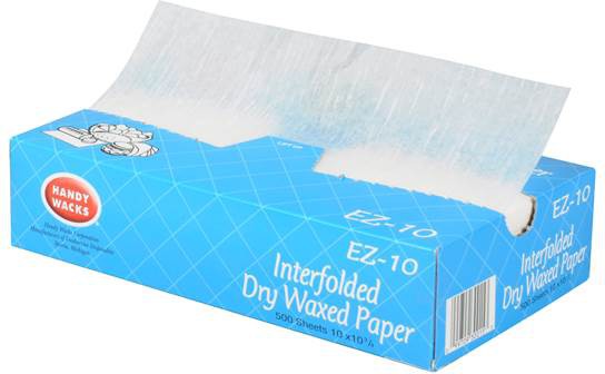 Handy Wacks - 10" x 10.75" Paper Waxed Deli Sheets, 500/bx - EZ-10N