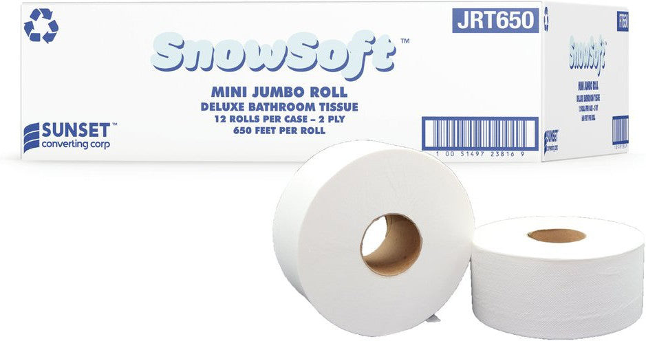 Everest Pro - 650 Feet 2 Ply Mini Jumbo Roll Tissue Mini-Jrt, 12 Rl/Cs - JRT650