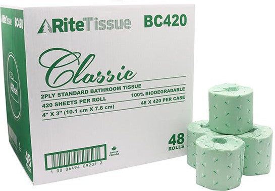 RiteTissue - Classic 2 Ply Toilet Tissue, 48 Rl/Cs - RTBC420A