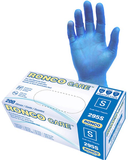 RONCO - Medium Blue Vinyl Gloves, 100/bx - 2133BF