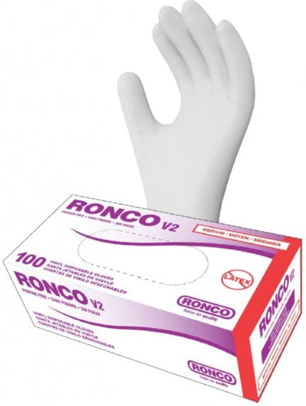 RONCO - Medium Clear Vinyl Gloves, 100/bx - 233CF