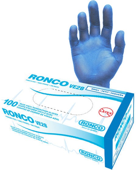 RONCO - Large Blue Vinyl Powder-Free Examination Gloves - 335L