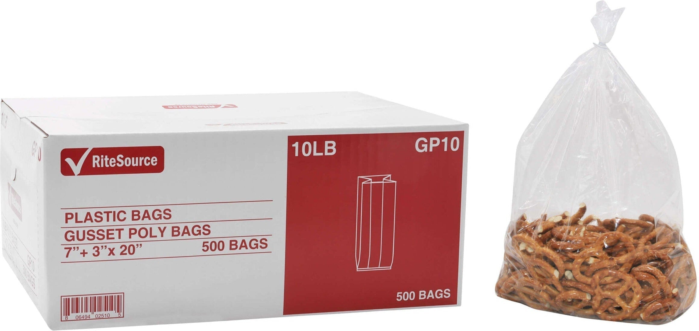 RiteSource - 7" x 3" x 20", 10 lb Clear Poly Bags, 500/bx - GP10