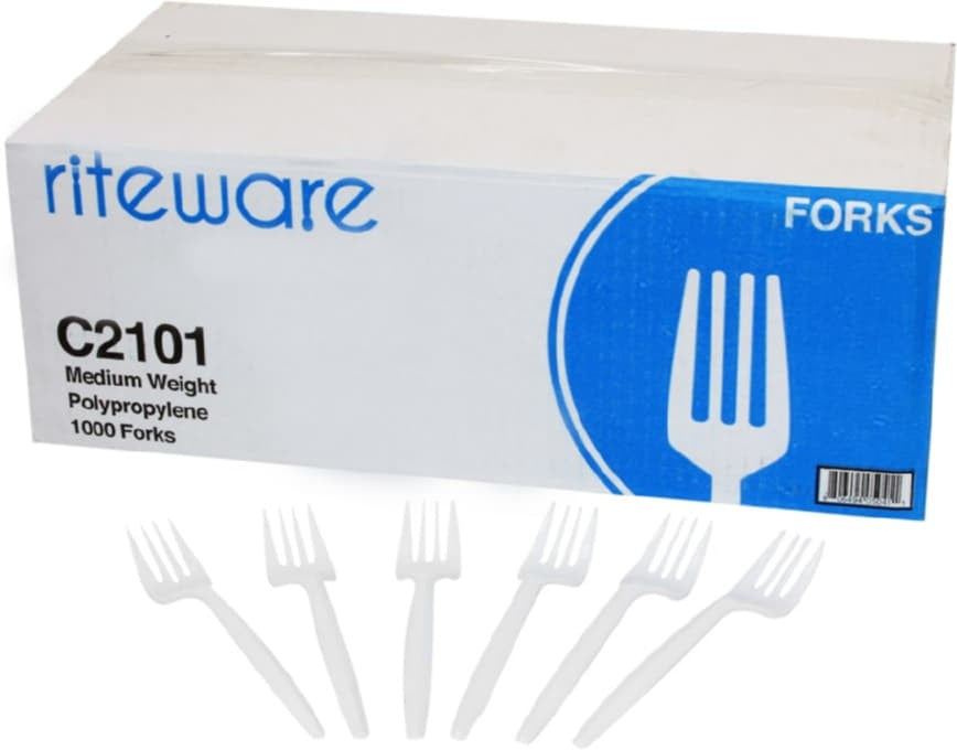 RiteWare - White Polypropylene Forks Medium Weight Cutlery, 1000/Cs - C2101