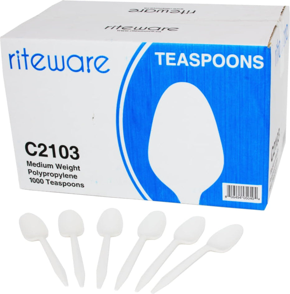 RiteWare - Medium Weight White Teaspoons Cutlery, 1000 Per Case - C2103
