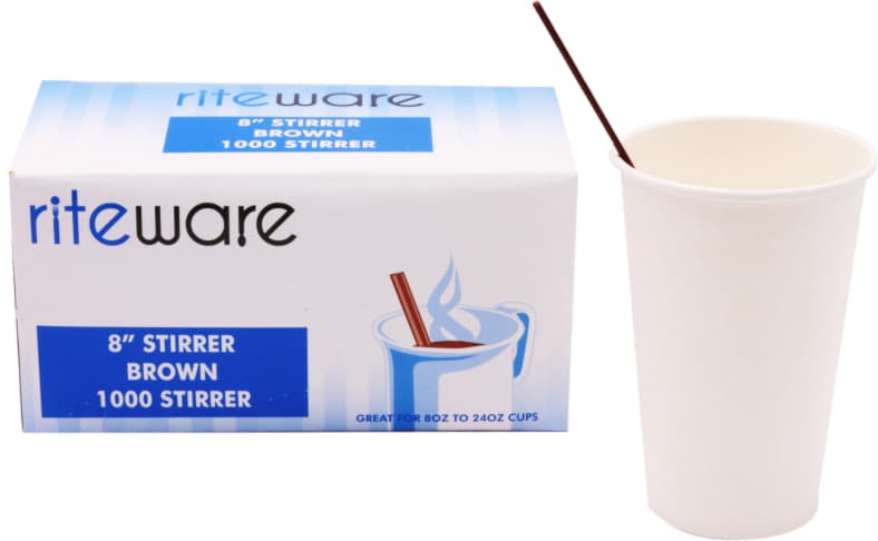 RiteWare - 8" Coffee Stirrer Brown, 10000/cs - SP0838