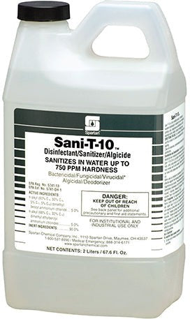 Spartan - Clean on the Go #12 Sani-T-10 Disinfectant, Sanitizer, Algaecide & Deodorizer, 4Jug/Cs - 480002C