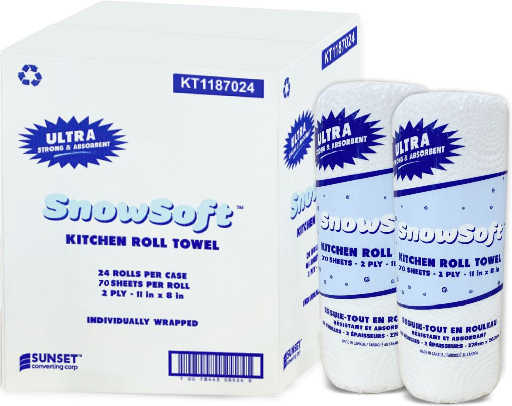 Snow Soft - 70 Sheet Household Roll Towel, 24 Rl/Cs - KT1187024