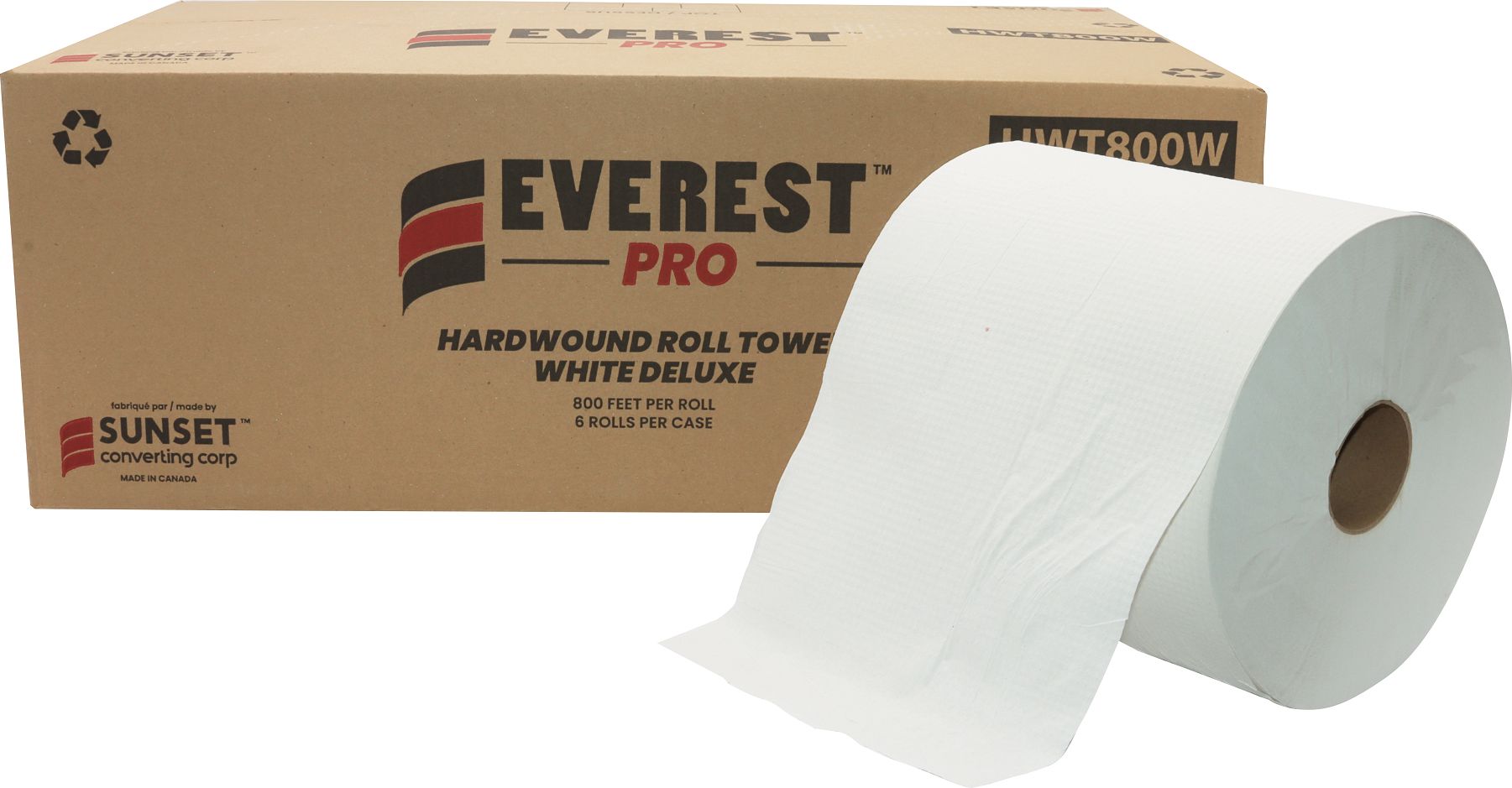 Everest Pro - 800 Feet, White Roll Towel, 6 Rl/Cs - HWT800W
