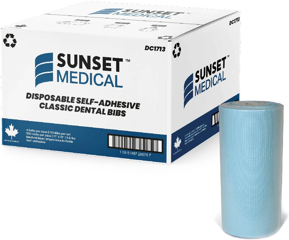 Sunset Medical - 17" x 13" Disposable Self-Adhesive Dental Bibs, 500/Cs - DC1713