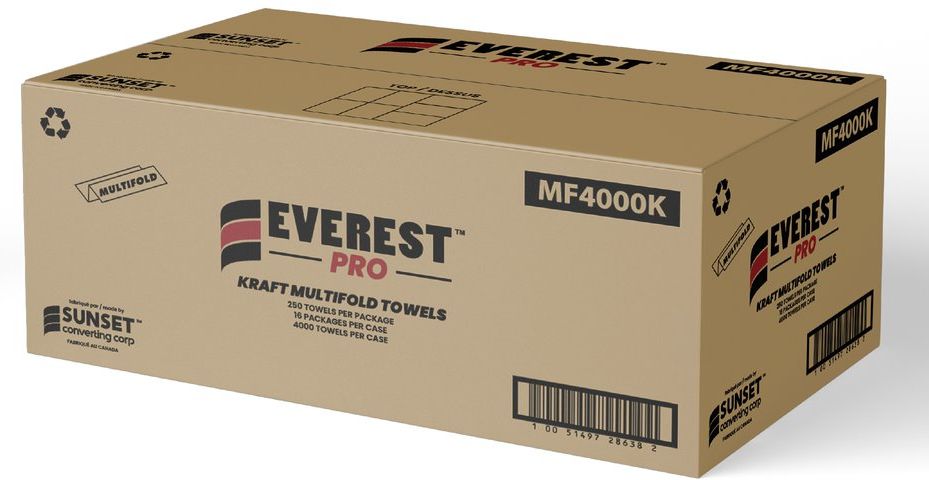 Everest Pro - Kraft Mulitfold Hand Towel, 4000/Cs - MF4000K