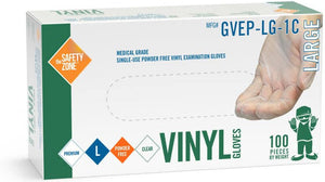Ralston CanSafe - Large Clear PF Medical Grade Vinyl Gloves, 100/BX - GVEP-LG-1C