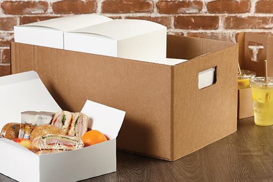 Sabert - 22.69" x 14" x 10.125" Kraft Rectangular Corrugated Catering Box, 15 Per Case - 150051