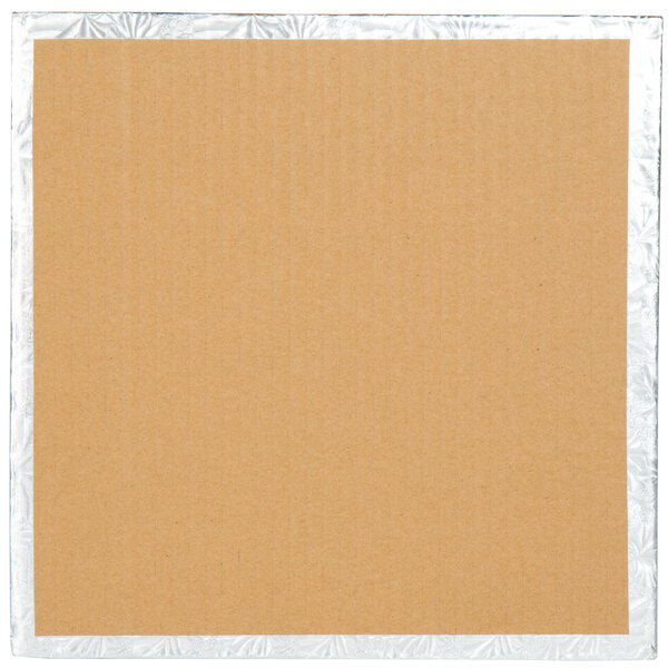 Enjay Converters - 16" X 16" X 0.25" Square Straight Edge Silver Cake Board, 24/Cs - ENJ1416SS24