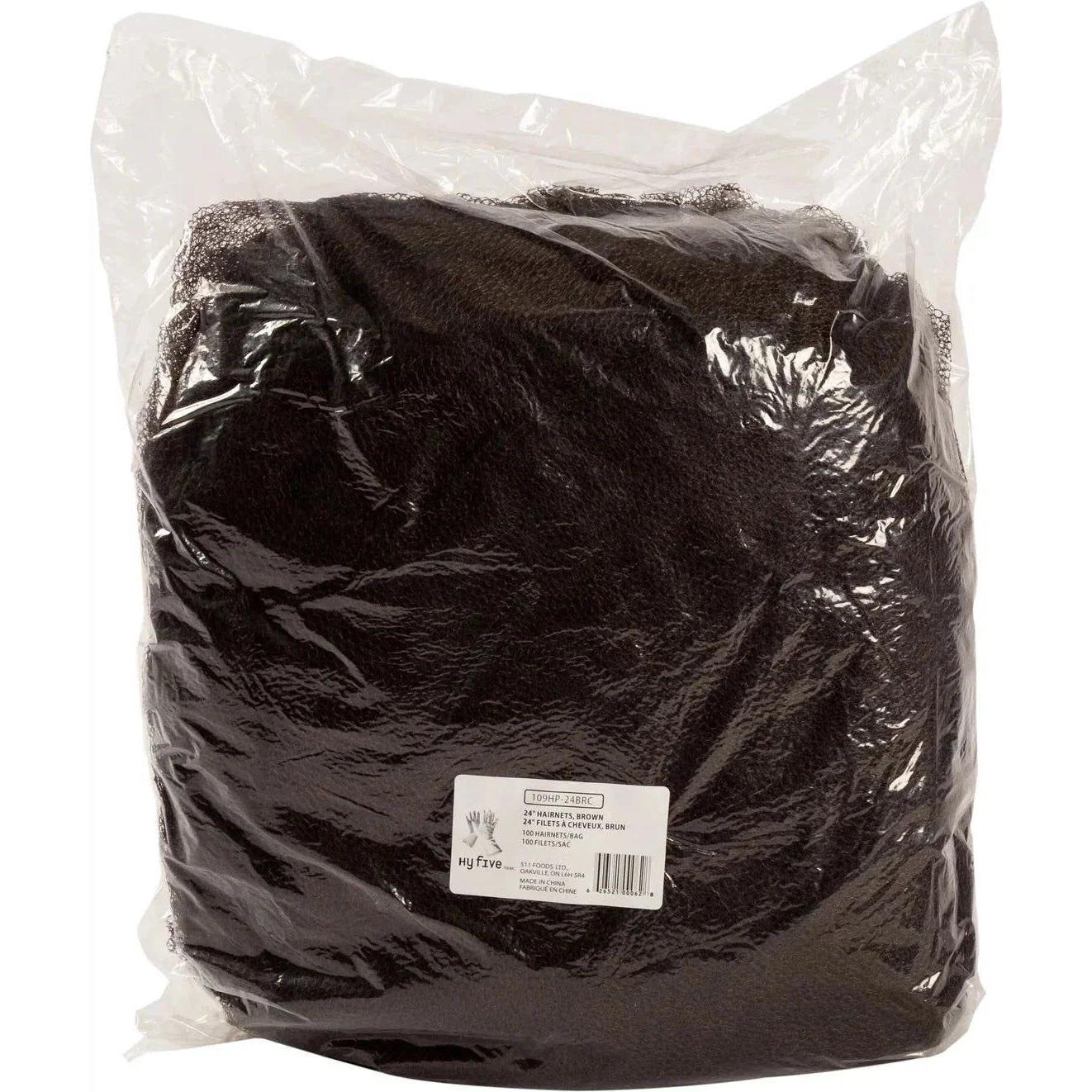 Hy-Pax - 24" Nylon Brown Mesh Hairnets, 20/100/Pk - 109HP-24BRC