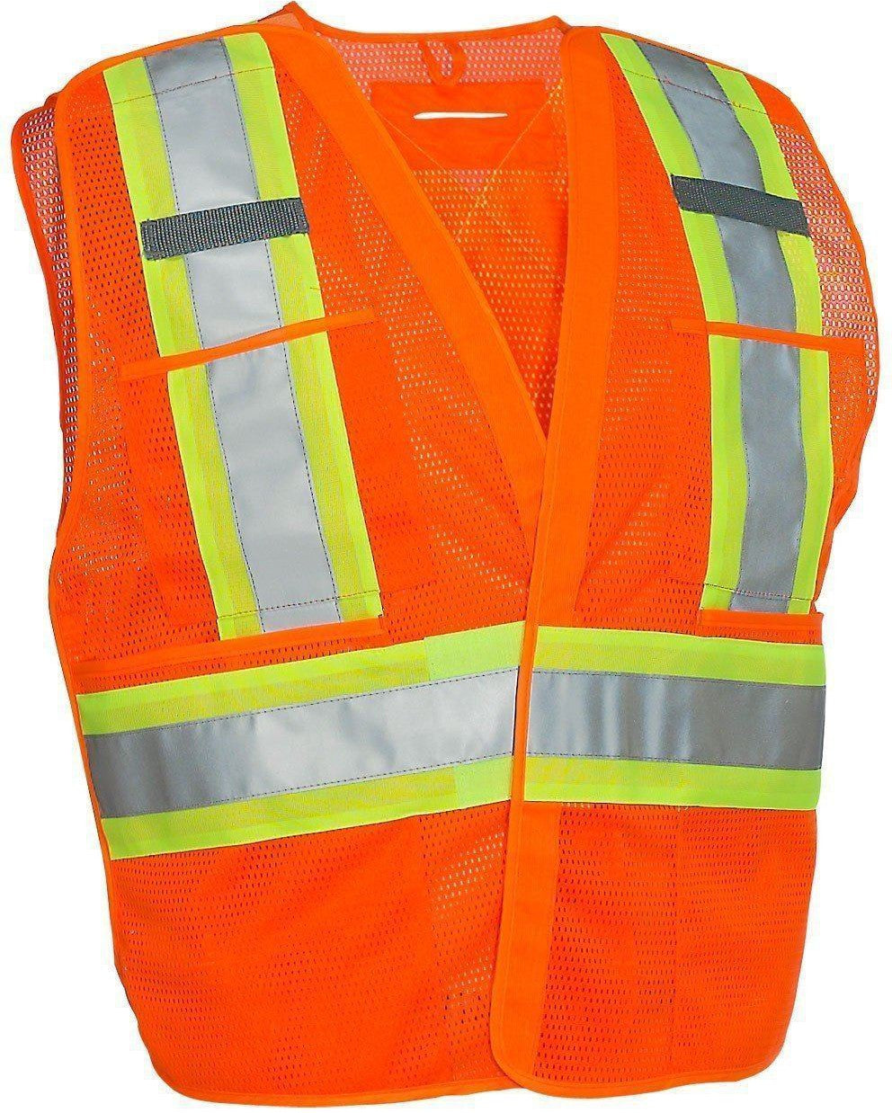 Forcefield - 5 Point Tear-Away Orange Large Mesh Traffic Vest with Hi Visibility - 022-TV5PKTA-LX