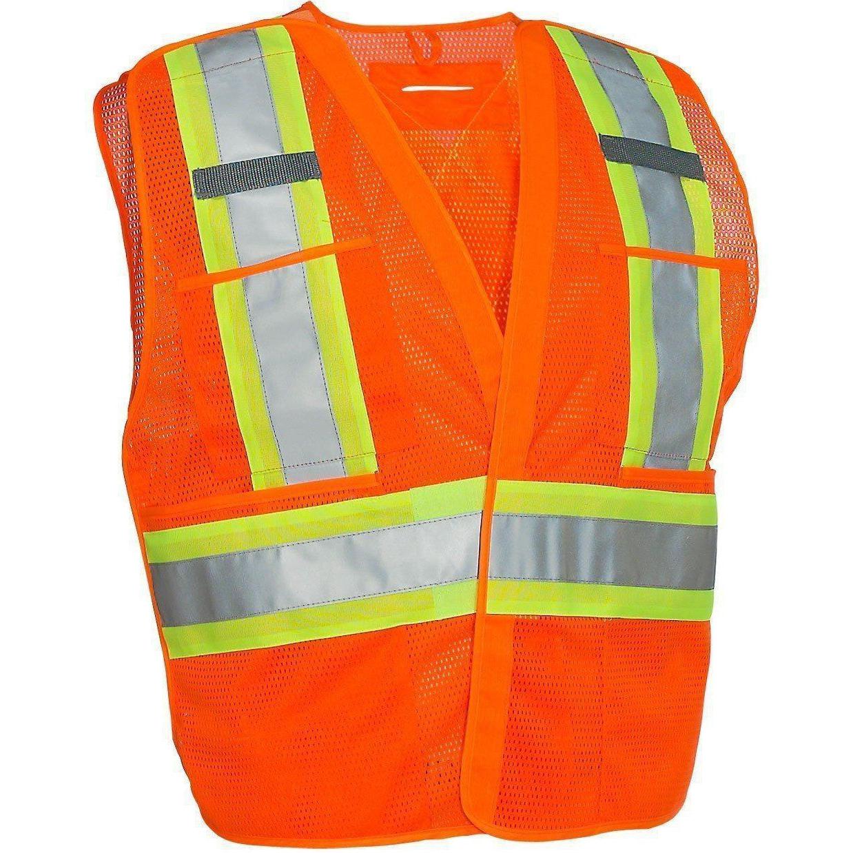 Forcefield - 5 Point XXL/ XXXL Tear-Away Orange Mesh Traffic Vest with Hi Visibility - 022-TV5PKTA-XXL/XXXL