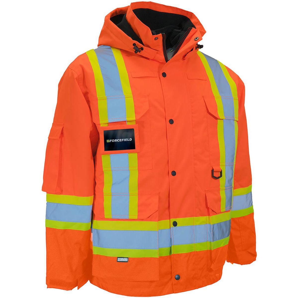 Forcefield - Hi Visibility 4 in 1 Large Orange Winter Hooded Parka/Jacket - 024-EN705ROR-L