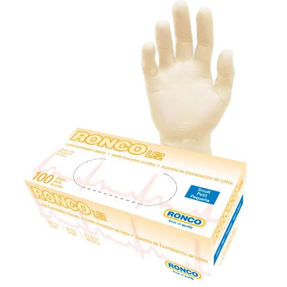 Ronco - Powder Free Latex Gloves LE2 Medium 100/bx, 10bx/cs - RNC1833