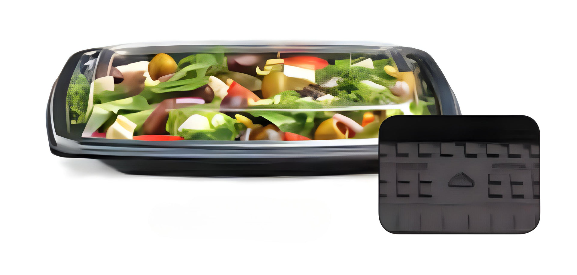 10.25 x 7.25 x 1.46 Placon Deep Black Tray EcoStar with Grid Design, 300/Cs - EX1-000T