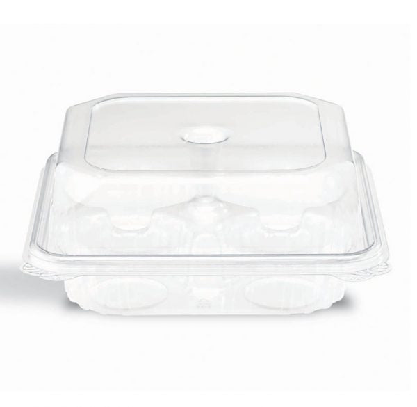 Placon - 7.81" x 7.63" x 3.22" Clear Muffin Container with 4 Compartment, 200/Cs - 2351660