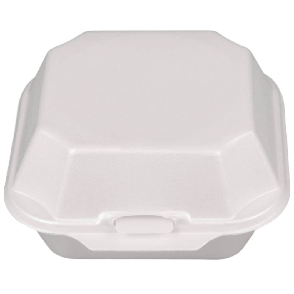 Genpak - 5.1" x 5.1" x 3.25" Foam White Medium Sandwich Take Out Container, 500/Cs - 2353034